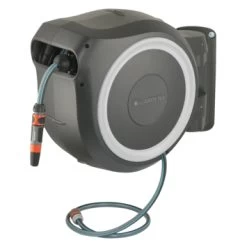 Gardena Wandslangenbox Roll Up 25m Grijs/wit Incl. Tuinspuit